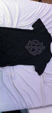 Buffalo David Bitton Mens Black T-Shirt Size XL Gray Monogram Logo Graphic Tee